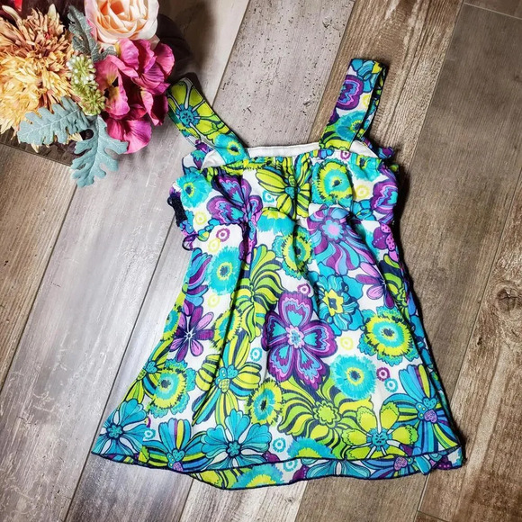 Pogo Club of NY Floral Tank Top Sequin Blouse Girl's Size Medium (7/8) - Picture 9 of 12